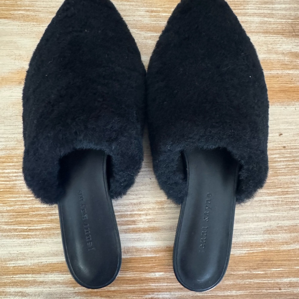 Jenni Kayne Black Shearling Mules